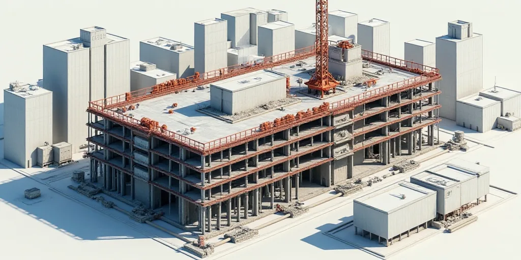 a large building under construction with lots of pipes and pipes on it's sides and a lot of building
