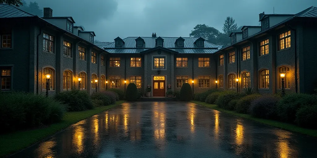 a large building with a lot of windows and a lot of lights on it's sides and a lot of windows on the