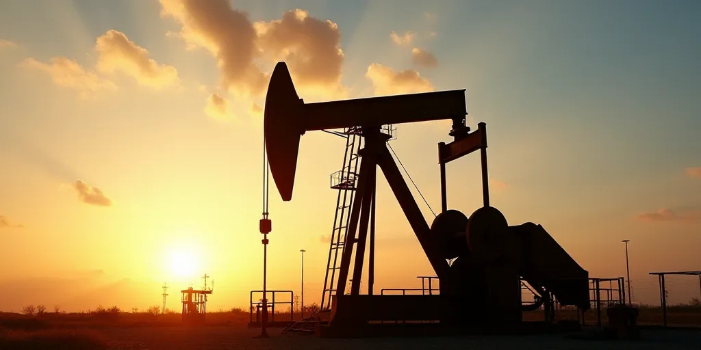 a large oil pump with the sun shining through it's windows and a ladder going up to it, Andries Stoc