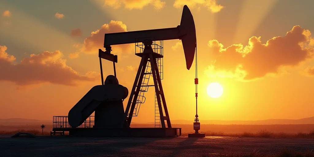 a large oil pump with the sun shining through it's windows and a ladder going up to it, Andries Stoc