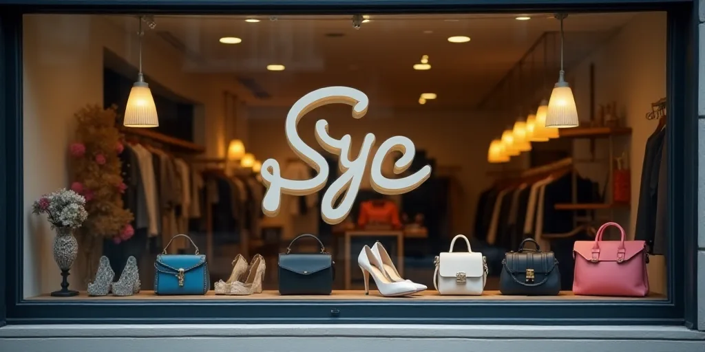 a logo for a company that sells accessories and accessories for sale in the store's storefront windo