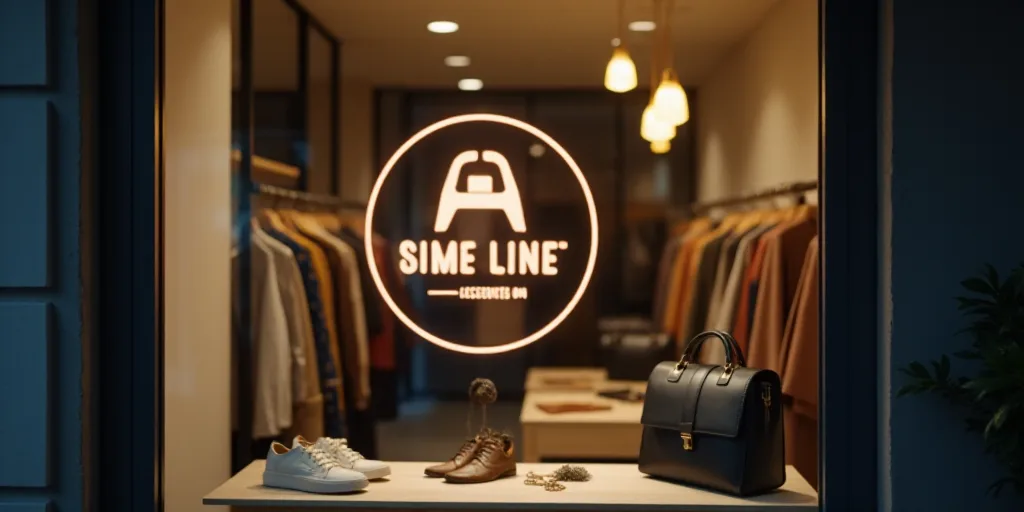 a logo for a company that sells accessories and accessories for sale in the store's storefront windo