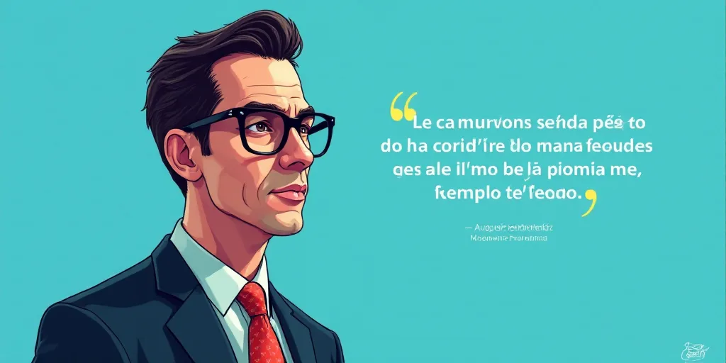 a man in a suit and glasses with a blue background and a quote from the author, fausto prettiin mund