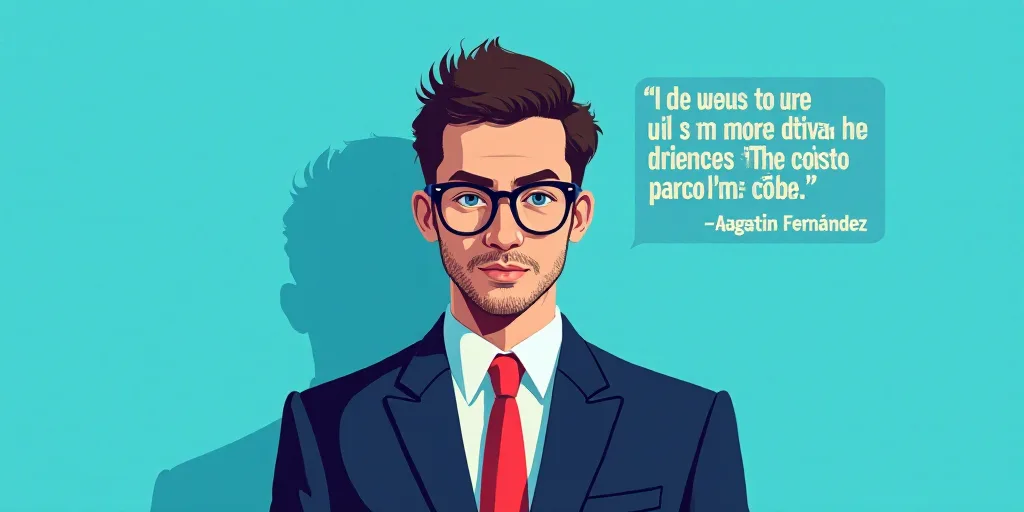 a man in a suit and glasses with a blue background and a quote from the author, fausto prettiin mund