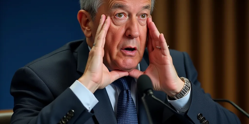 a man in a suit and tie is holding his hands up to his face while speaking into a microphone, Carlos