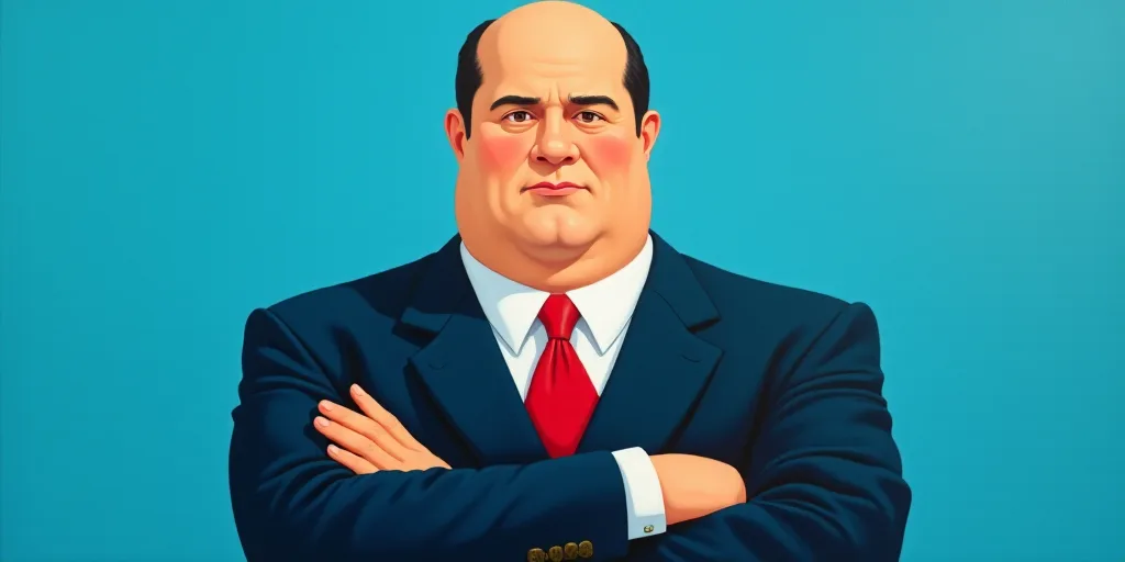 a man in a suit and tie with his arms crossed and his arms crossed, with a blue background, Fernando