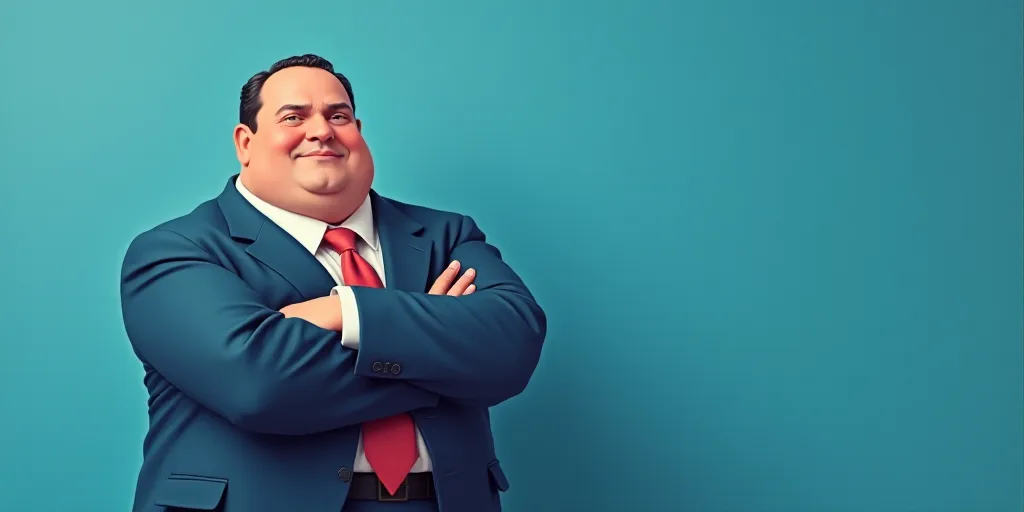 a man in a suit and tie with his arms crossed and his arms crossed, with a blue background, Fernando