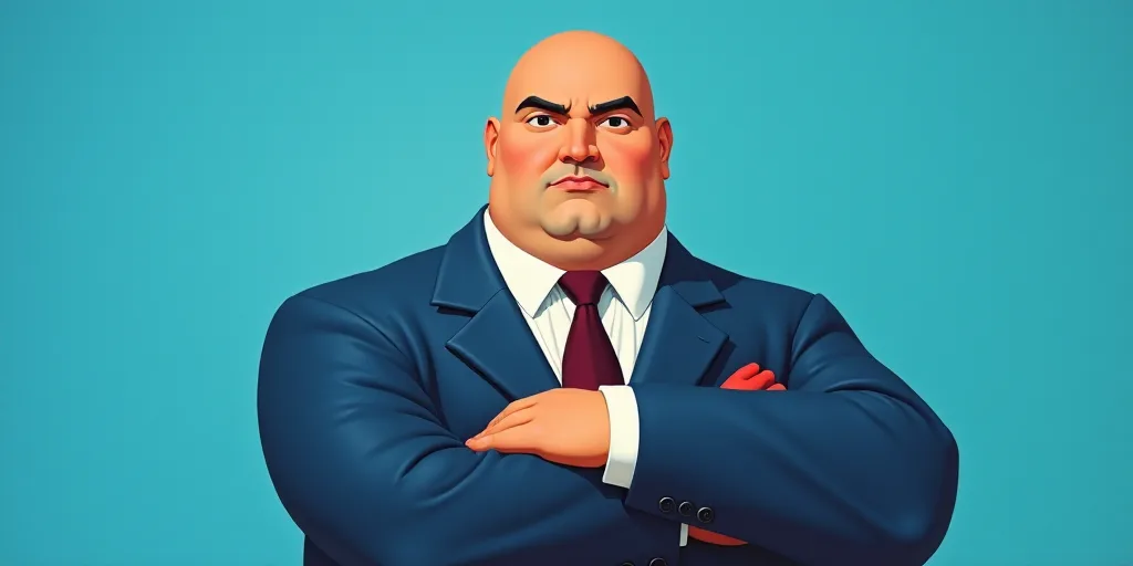 a man in a suit and tie with his arms crossed and his arms crossed, with a blue background, Fernando