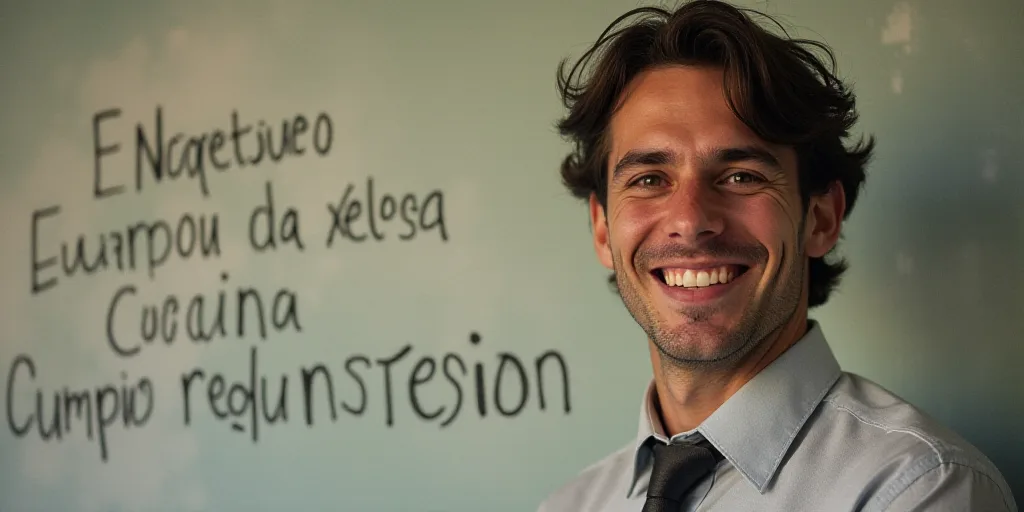 a man in a tie is smiling for the camera with a caption in spanish above him that reads, enrique cam