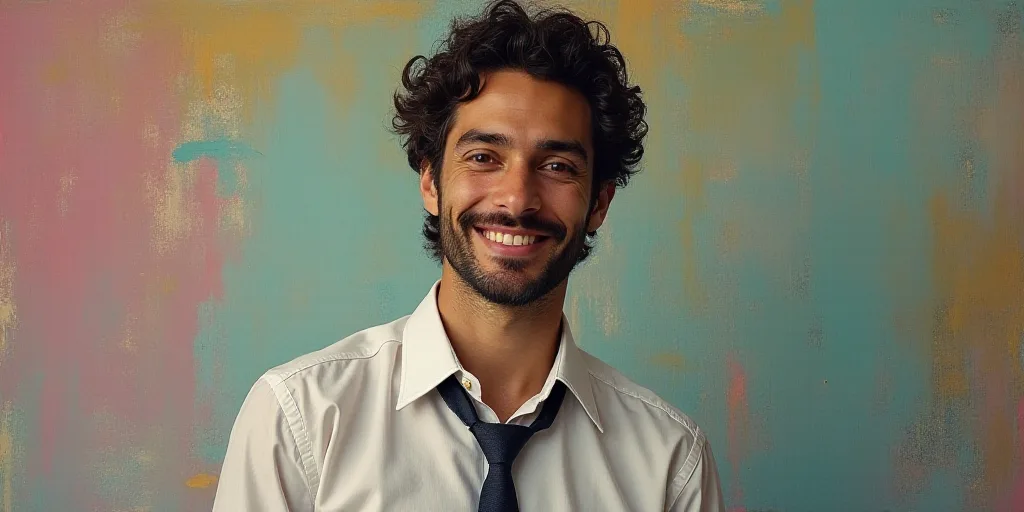 a man in a tie is smiling for the camera with a caption in spanish above him that reads, enrique cam