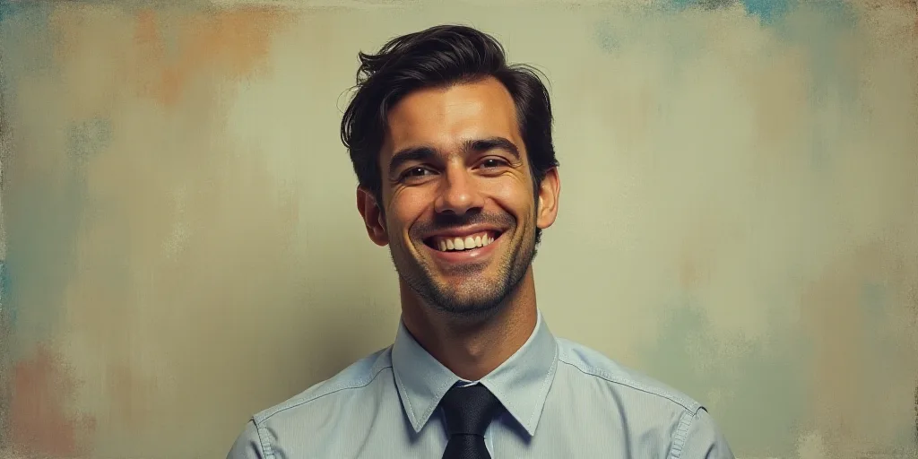a man in a tie is smiling for the camera with a caption in spanish above him that reads, enrique cam