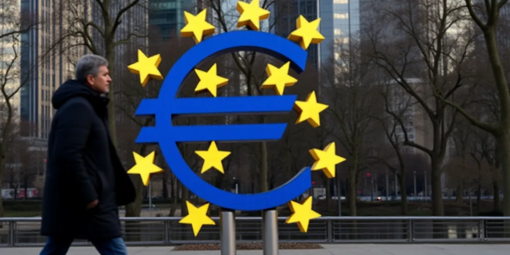 a man walks past a european central bank sign in the city of brussels, belgium, on november 11, 2013