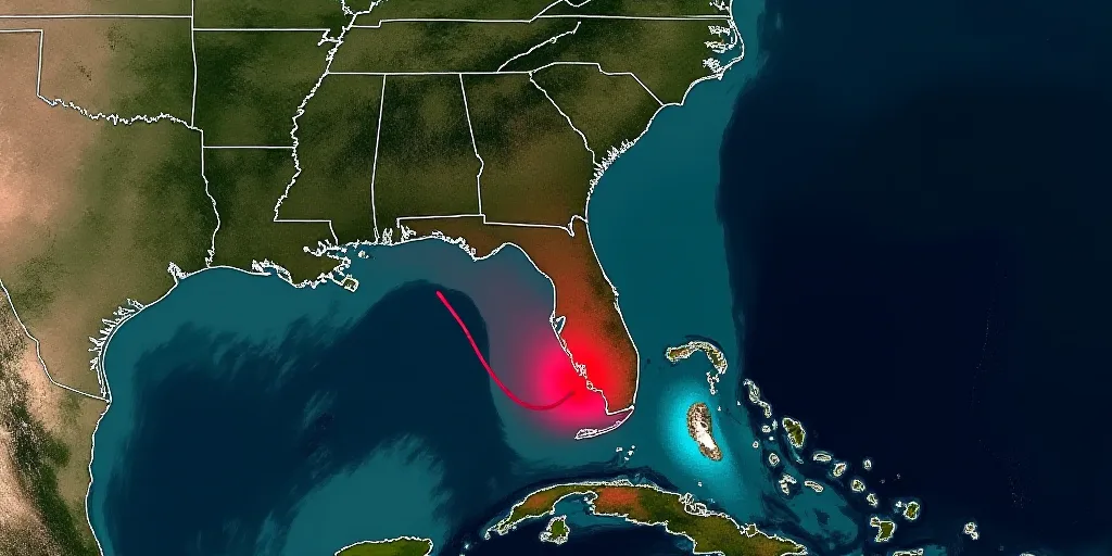 a map of the tropical region of the united states with a red line indicating the path of the hurrica