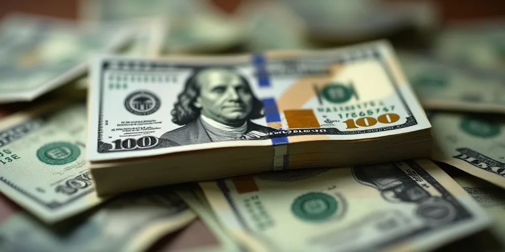 a pile of money with a picture of a man on it and a lot of money in the background, Chinwe Chukwuogo