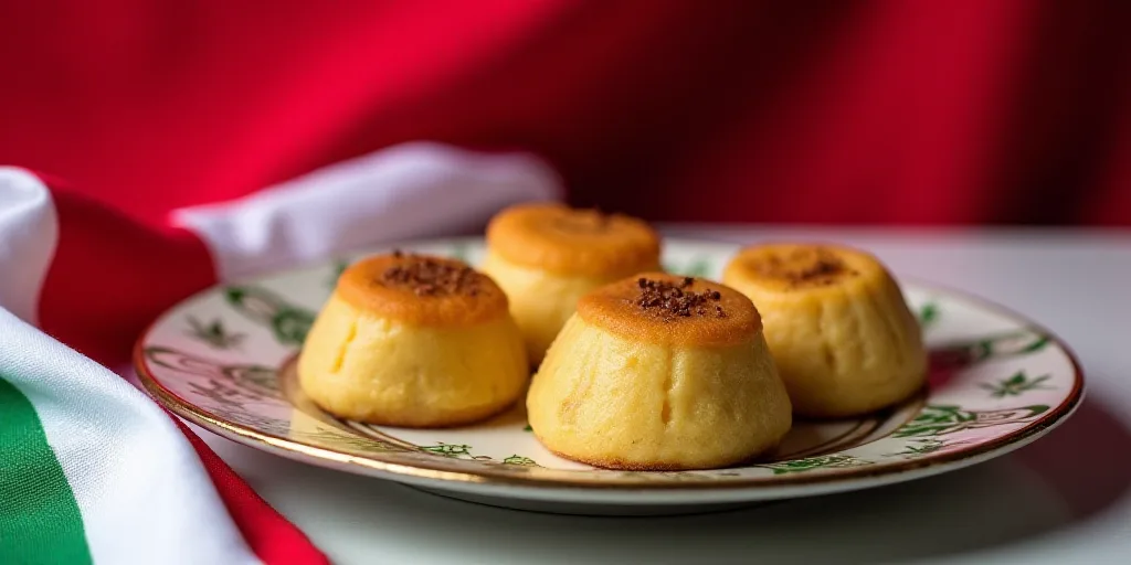 a plate with three desserts on it with a flag in the background and a napkin with a red, white, and