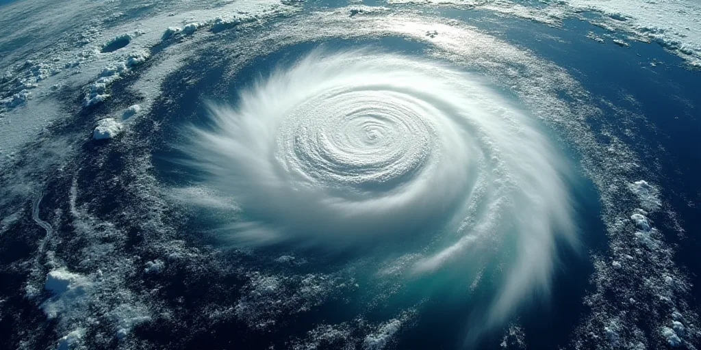 a satellite image of a storm moving through the ocean and a satellite image of a cloud formation in