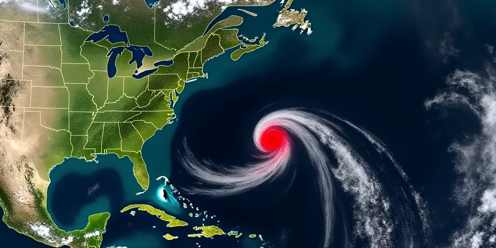 a satellite image of a tropical storm in the middle of the atlantic states, with a map of the region