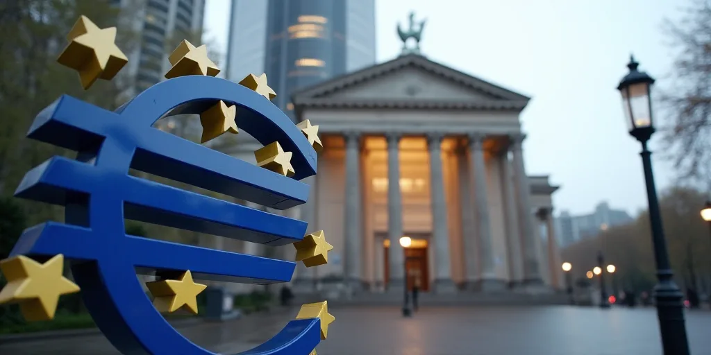 a sign for a european central bank in front of a building in the city of london, england, uk, Évari