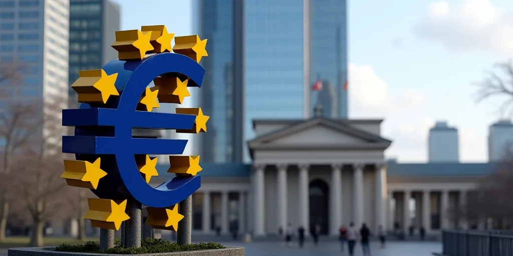 a sign for a european central bank in front of a building in the city of london, england, uk, Évari