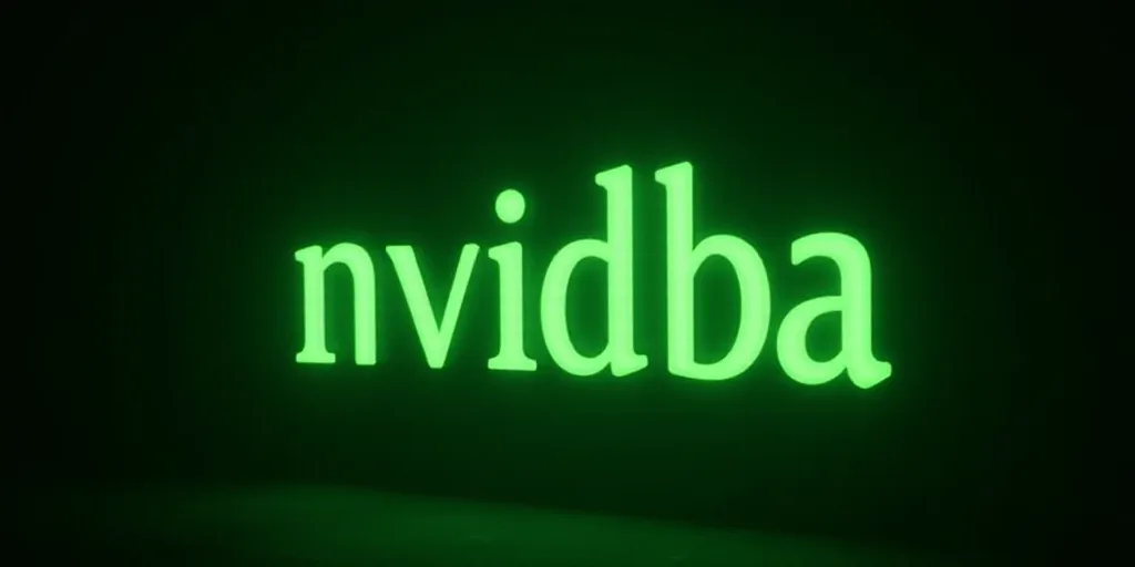 a sign that is lit up in the dark with a green light on it that says nvidba, Andries Stock, nvidia r