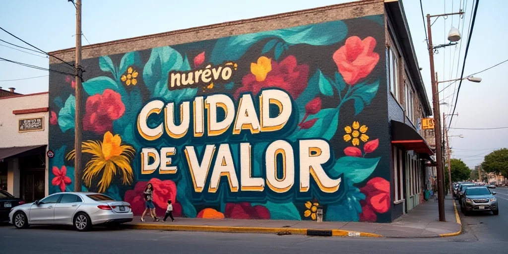 a sign that is on the side of a building that says nuevo laredod cuidad de valor, Estuardo Maldonado