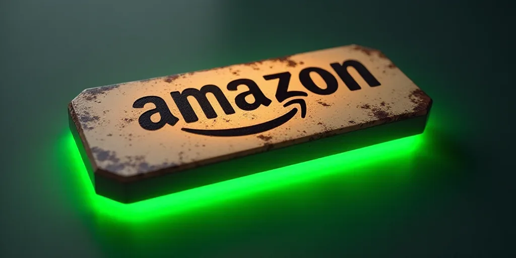 a sign that says amazon on it and a picture of a sign that says amazon on it with a green stripe, An
