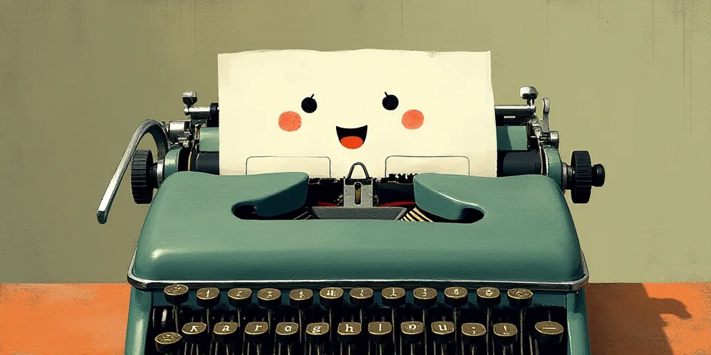 a typewriter with a face drawn on it and a caption for the words opinion and a question, Edward Otho
