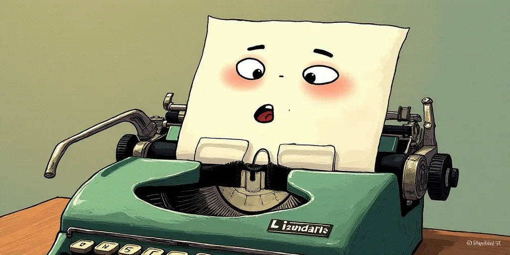a typewriter with a face drawn on it and a caption for the words opinion and a question, Edward Otho