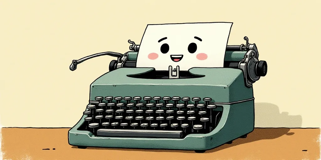 a typewriter with a face drawn on it and a caption for the words opinion and a question, Edward Otho