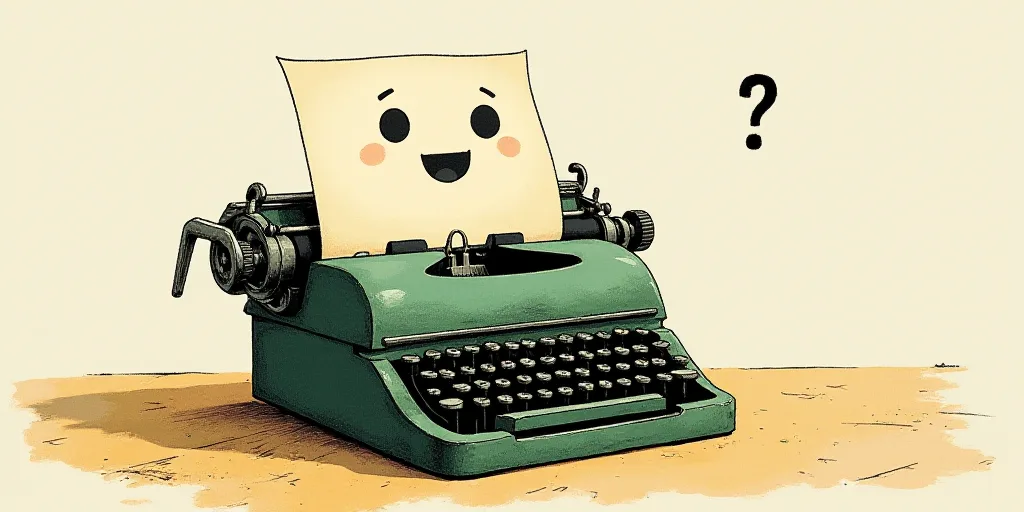 a typewriter with a face drawn on it and a caption for the words opinion and a question, Edward Otho