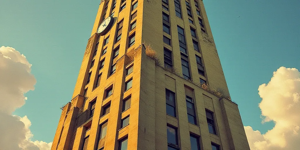 a very tall building with a lot of windows on it's side and a clock on the side of it, David Alfaro