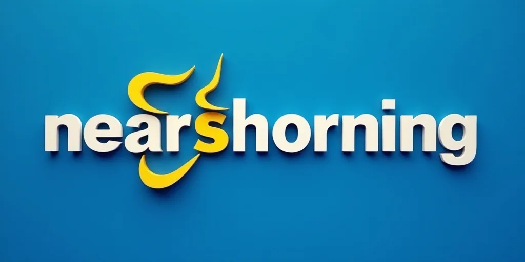 a blue background with the words,'nearshorning'and a yellow and white logo on it, Edward Otho Cresap