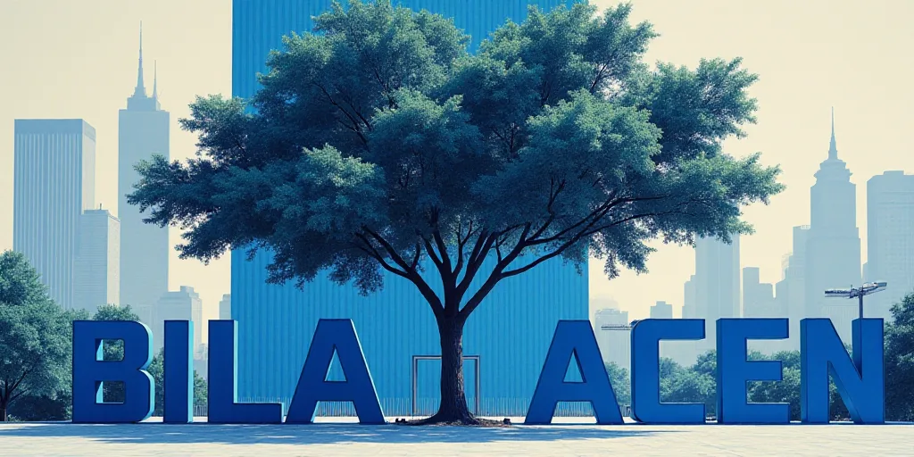 a blue sign is in front of a tall building with a tree in front of it and a tree in front of it, Afe
