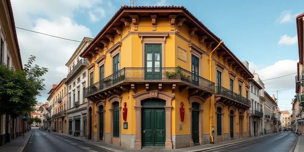 a building with a sign on the front of it that says hotel ariis in spanish and a red cross on the co