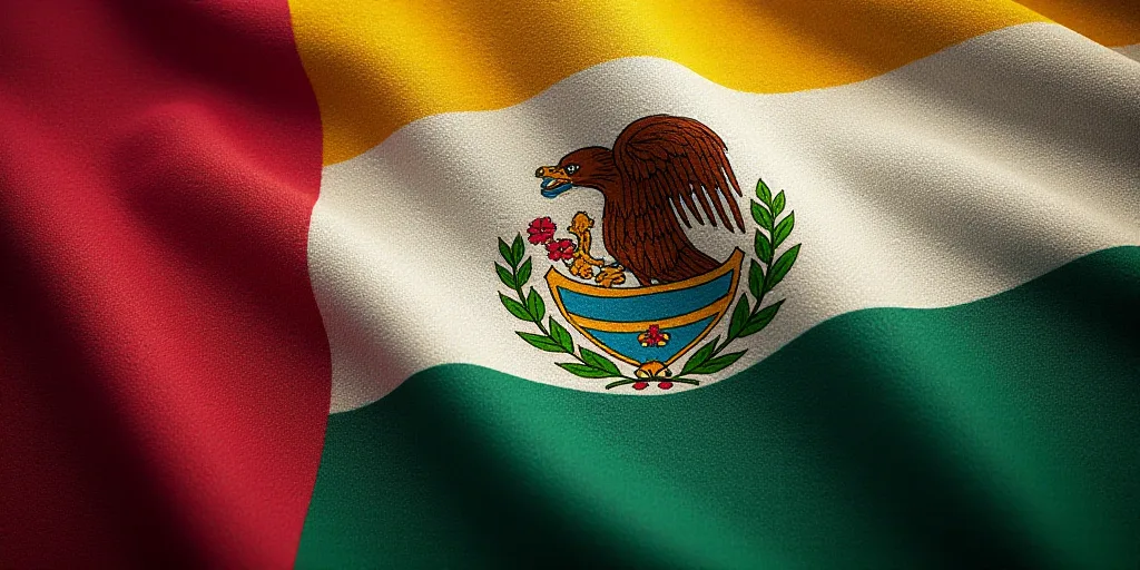 a close up of a flag with a bird on it's back end and a flag with a coat of arms on it, Aquirax Uno,