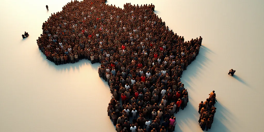 a large group of people gathered together in the shape of a map of africa, africa, africa, africa, A