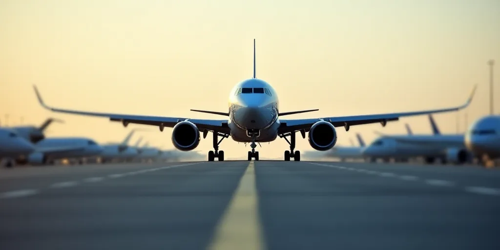 a large jetliner sitting on top of an airport tarmac next to other planes on the tarmac, Ei-Q, turna