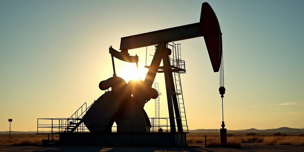 a large oil pump with the sun shining through it's windows and a ladder going up to it, Andries Stoc