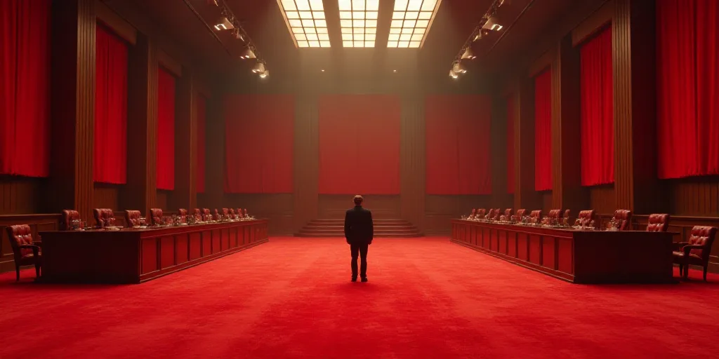 a large room with a red carpet and a red carpeted floor and a red carpeted floor and a red carpeted