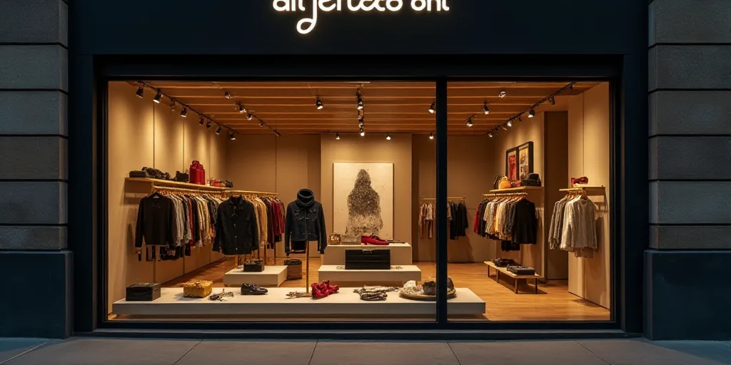 a logo for a company that sells accessories and accessories for sale in the store's storefront windo