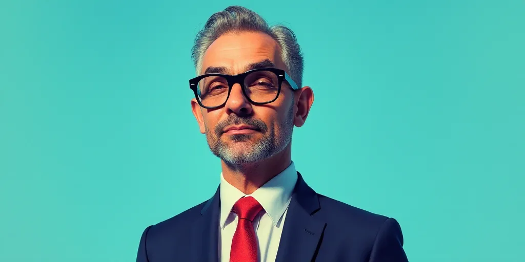 a man in a suit and glasses with a blue background and a quote from the author, fausto prettiin mund