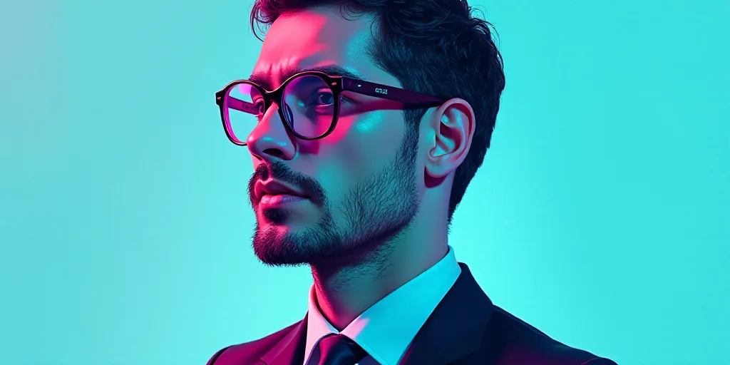 a man in a suit and glasses with a blue background and a quote from the author, fausto prettiin mund