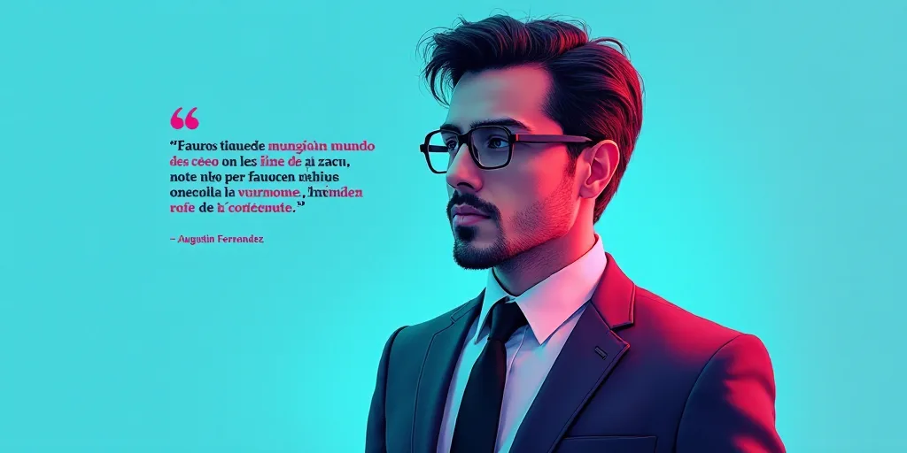 a man in a suit and glasses with a blue background and a quote from the author, fausto prettiin mund