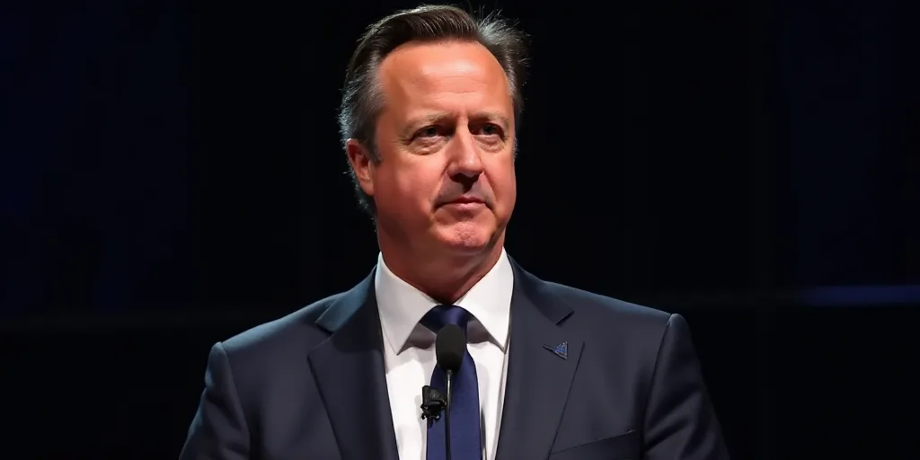 a man in a suit and tie standing in front of a microphone and looking off to the side with a serious