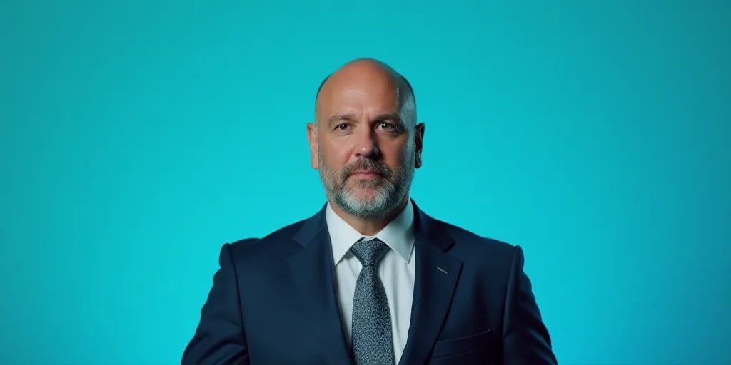 a man in a suit and tie standing in front of a blue background with a caption that reads el paso ros