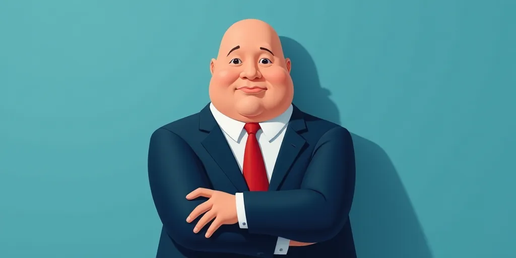 a man in a suit and tie with his arms crossed and his arms crossed, with a blue background, Fernando