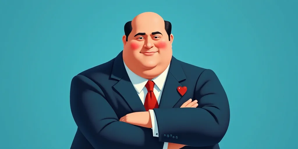 a man in a suit and tie with his arms crossed and his arms crossed, with a blue background, Fernando
