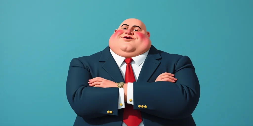 a man in a suit and tie with his arms crossed and his arms crossed, with a blue background, Fernando