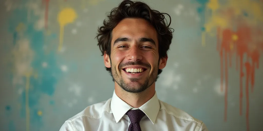 a man in a tie is smiling for the camera with a caption in spanish above him that reads, enrique cam