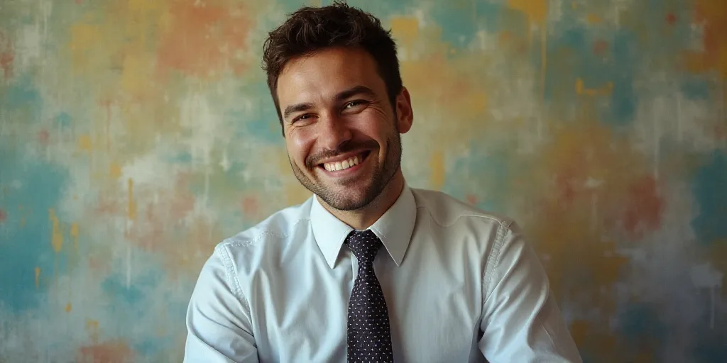 a man in a tie is smiling for the camera with a caption in spanish above him that reads, enrique cam